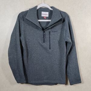 04533 Simms Men's heather gray 1/4 zip fleece sweater S